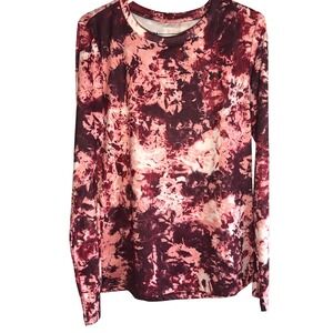 Under Armour Womens Loose Fit Tie Dye Long Sleeve HeatGear Athletic Top Pink L